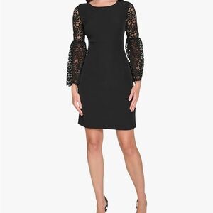 Tommy Hilfiger Black Dress with Lace Sleeves